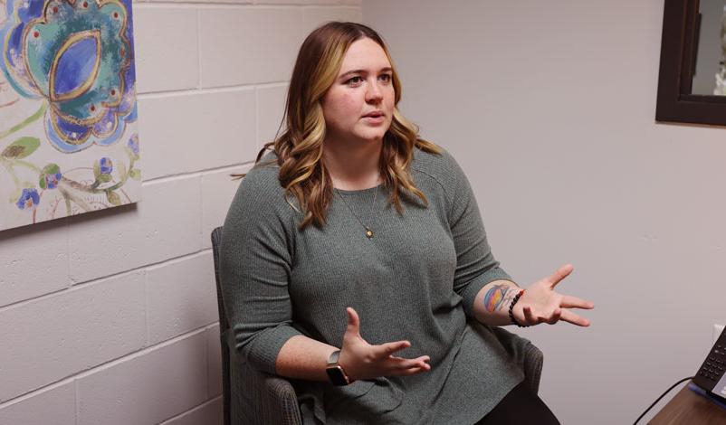 vanderlinden in the crst mount mercy university graduate center talking in the therapy room